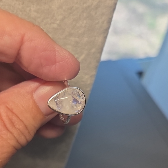 Timeless Silver Moonstone Ring Delicate Band - Picture 4 of 6